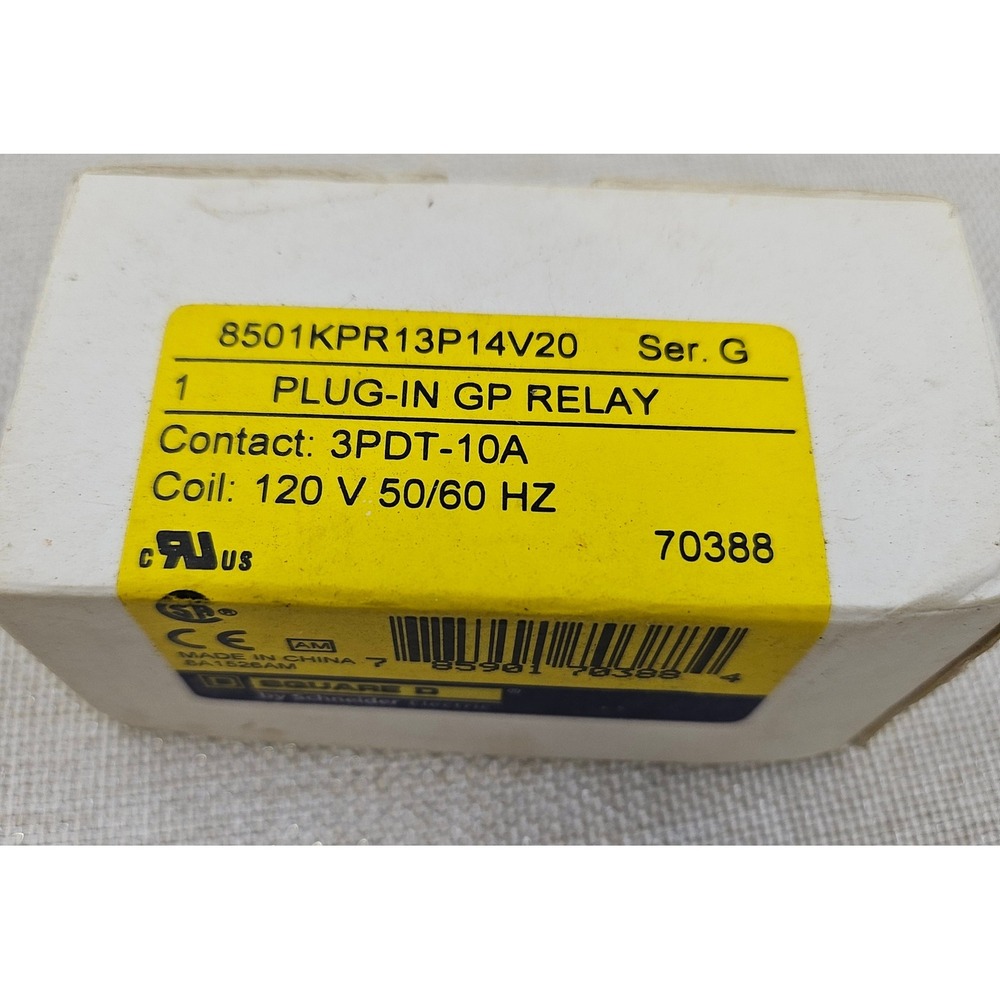 SQUARE D 8501KPR13P14V20 3PDT 10A Plug In GP Relay Coil 120V 50/60Hz